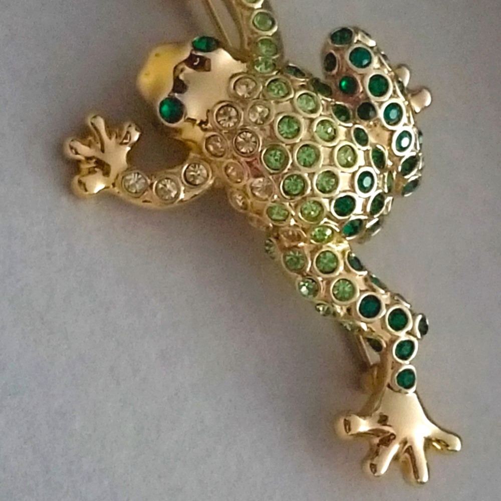 😎🎁❤️ vintage Money crystal Frog brooch  pin❤️🎁 - Picture 3 of 15